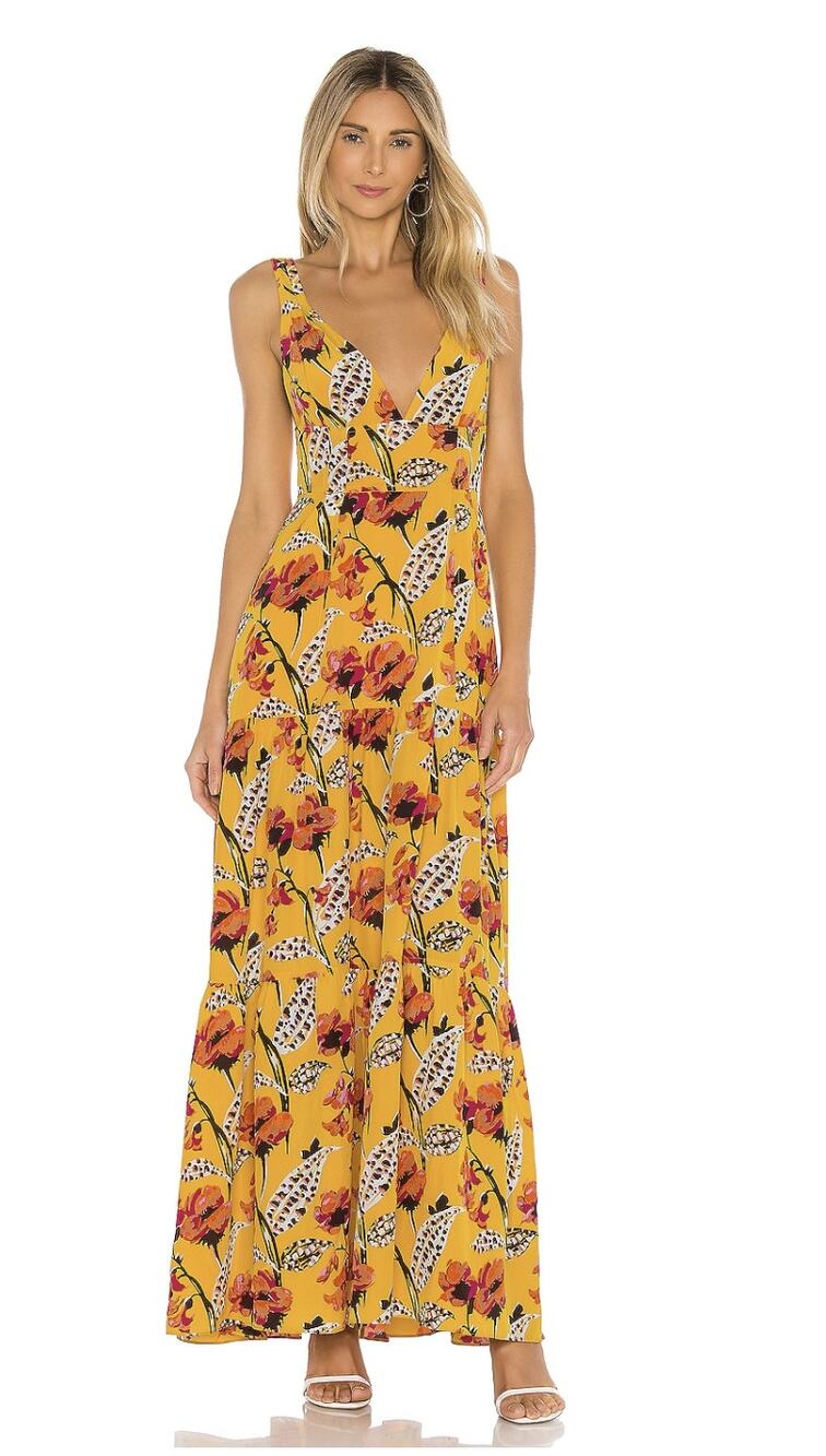 A.L.C. Rae Yellow floral Silk Maxi Dress
